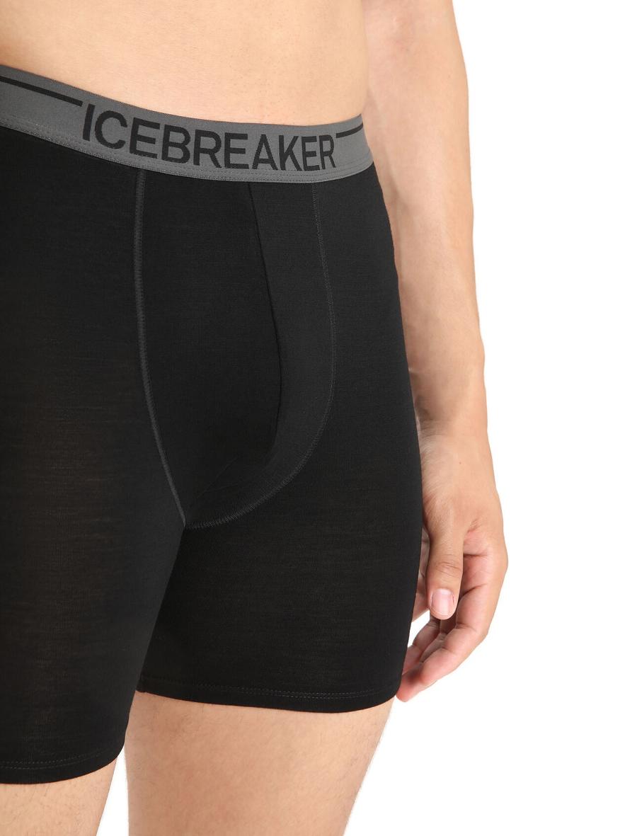 Icebreaker Merino Anatomica Long Boxers Férfi Fehérnemű Fekete | HU 1285TCEV